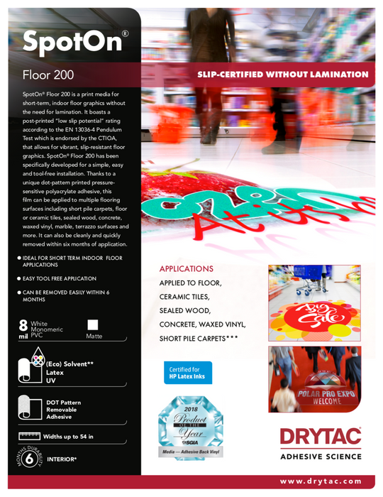 Drytac SpotOn Floor 200, Matte, 54" x 98'