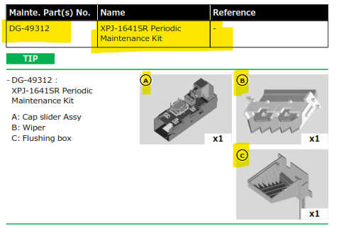 OEM Mutoh Periodic Maintenance Kit for Mutoh XPJ-1641SR (Part#DG-49312)