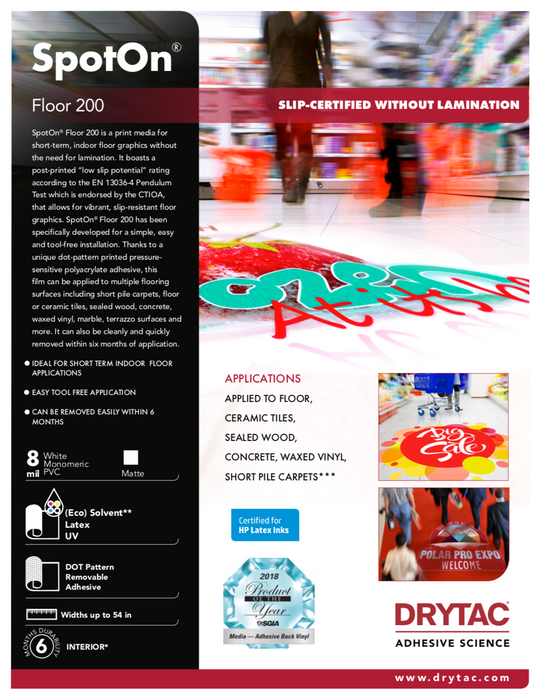 Drytac SpotOn Floor 200 for Floor, 8mil