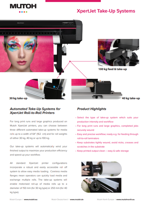 Economy 64" Take-Up for Mutoh XpertJet XPJ1641SR Pro II Only