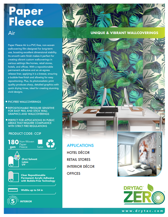 Drytac CCIP54098 Paper Fleece 54" x 98' Satin