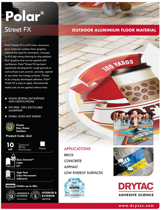 Drytac Polar Street FX Outdoor Aluminium for Floor and Wall, 10mil, 5 Years