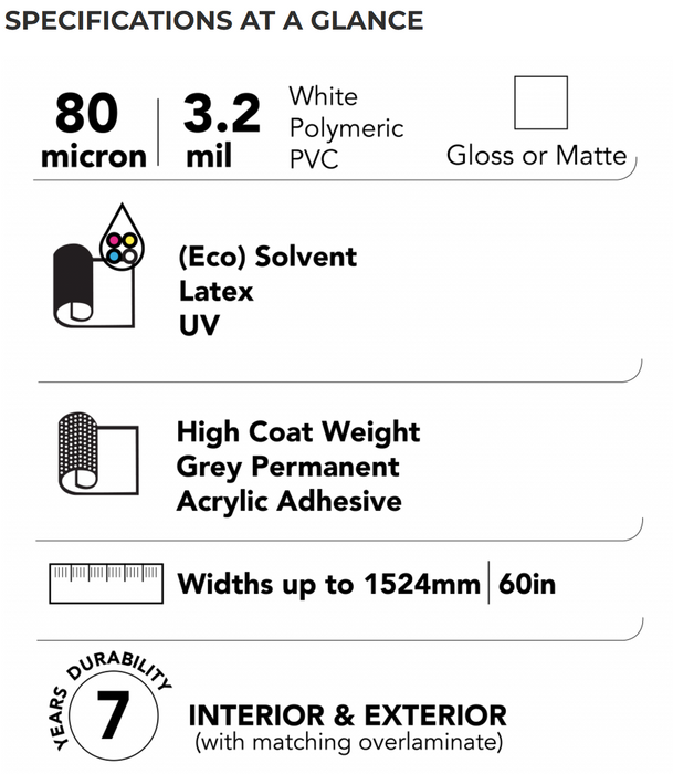 Drytac Polar Grip Vinilo blanco, mate, 3,2 mil