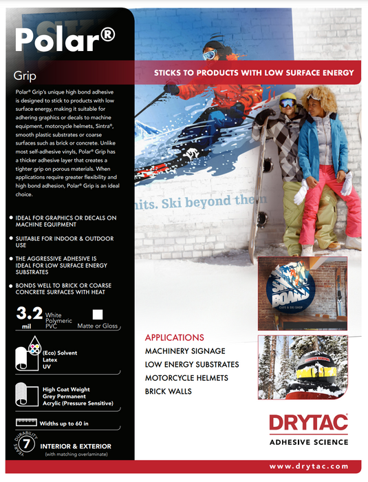 Drytac Polar Grip Vinilo blanco, mate, 3,2 mil
