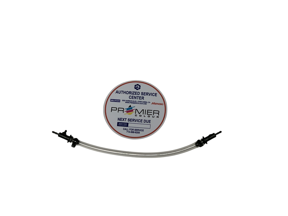 Premier Colour solvent resistant ink pump tube for Roland printers, clear flexible tubing with black connectors.