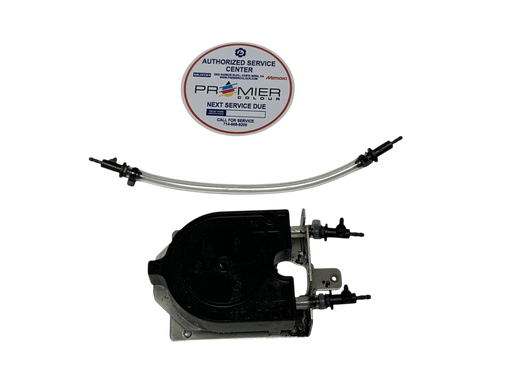 Premier Colour solvent resistant ink pump tube for Roland printer, clear flexible tubing with black connectors.